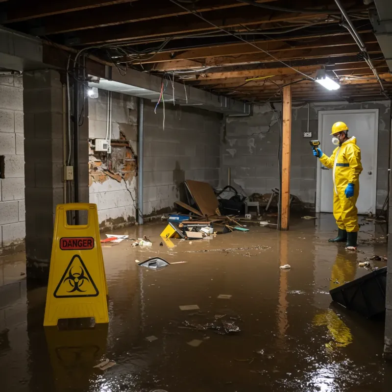 Flooded Basement Electrical Hazard in DeMotte, IN Property